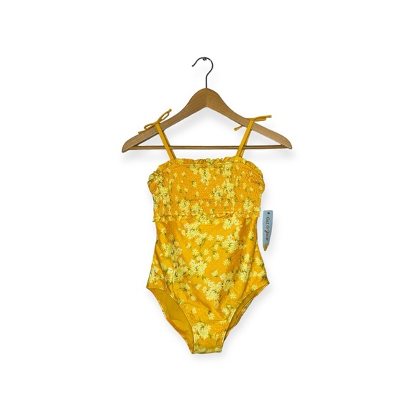New Swimsuit Girls Cat & Jack Size L (10-12), Yellow One Piece, Floral - Picture 2 of 9